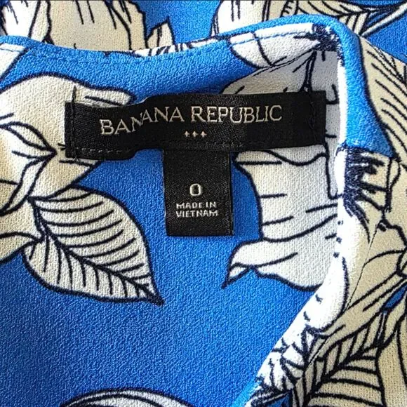 Banana Republic Blue White Floral Sleeveless Sheath Dress Size 0 - Picture 2 of 8